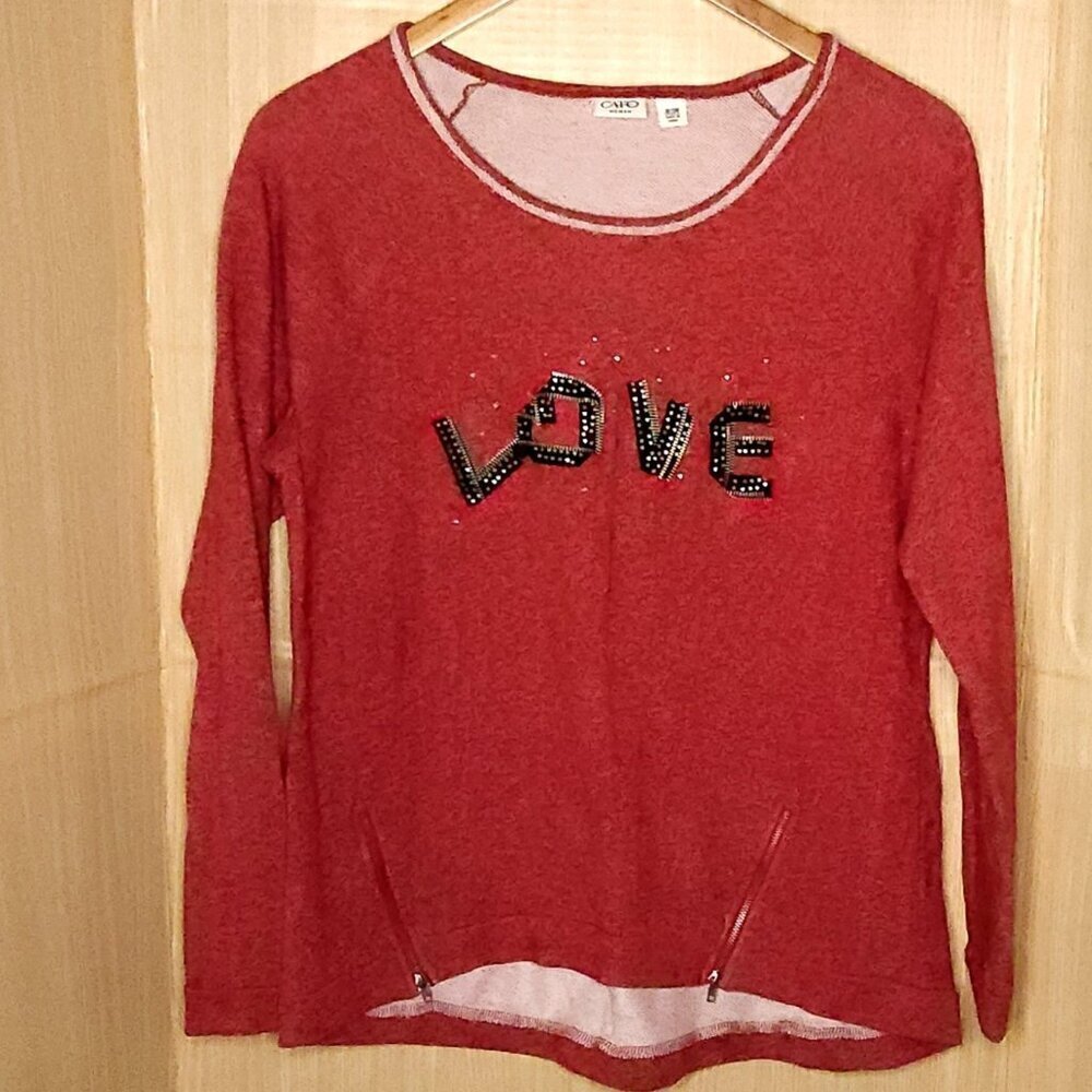 Cato Womens Plus Red Heart Love Valentines Crew Neck Sweatshirt 18